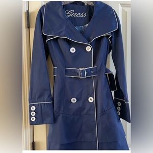 NWOT GUESS Navy/White Women Trench Coat S-M